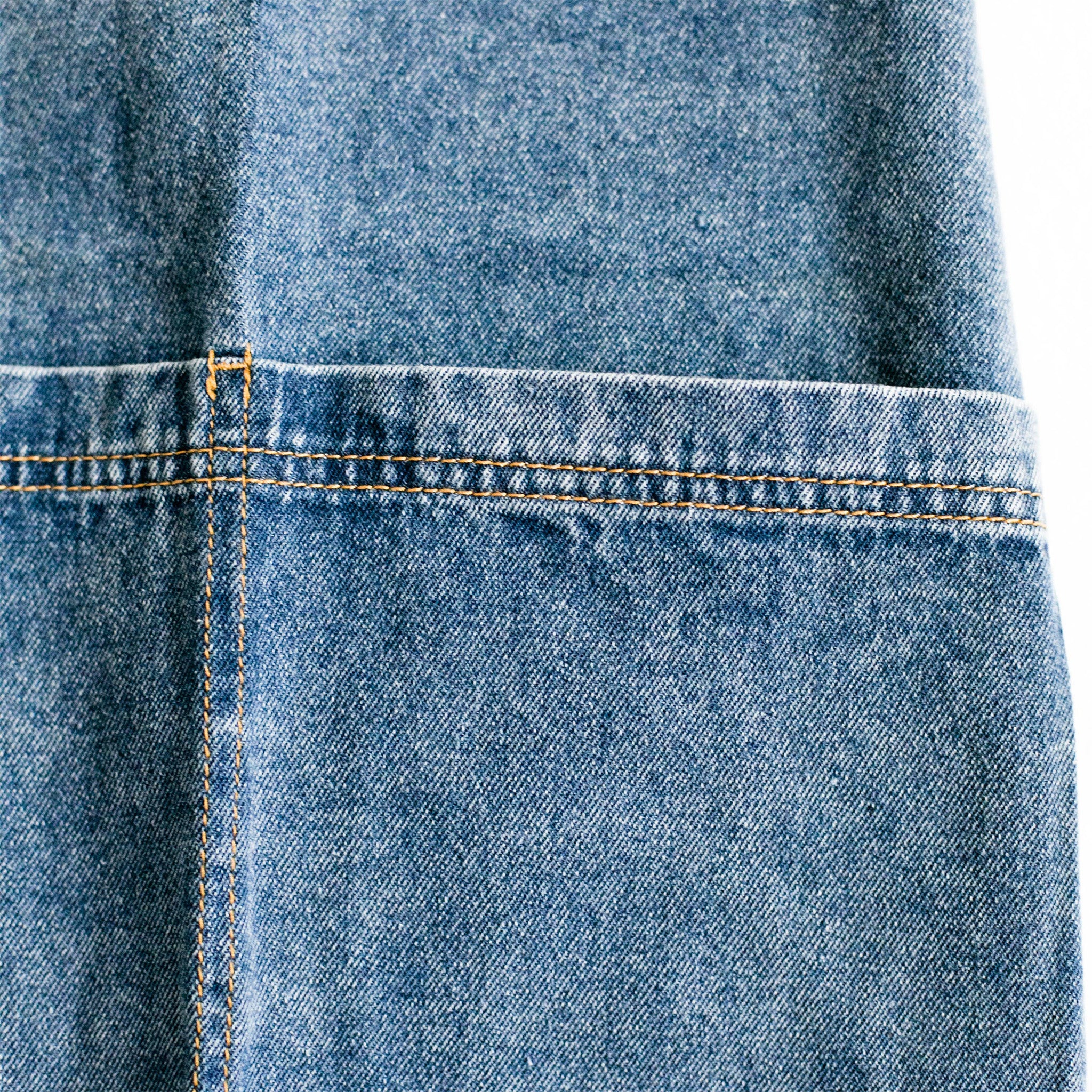 denim apron closeup pocket