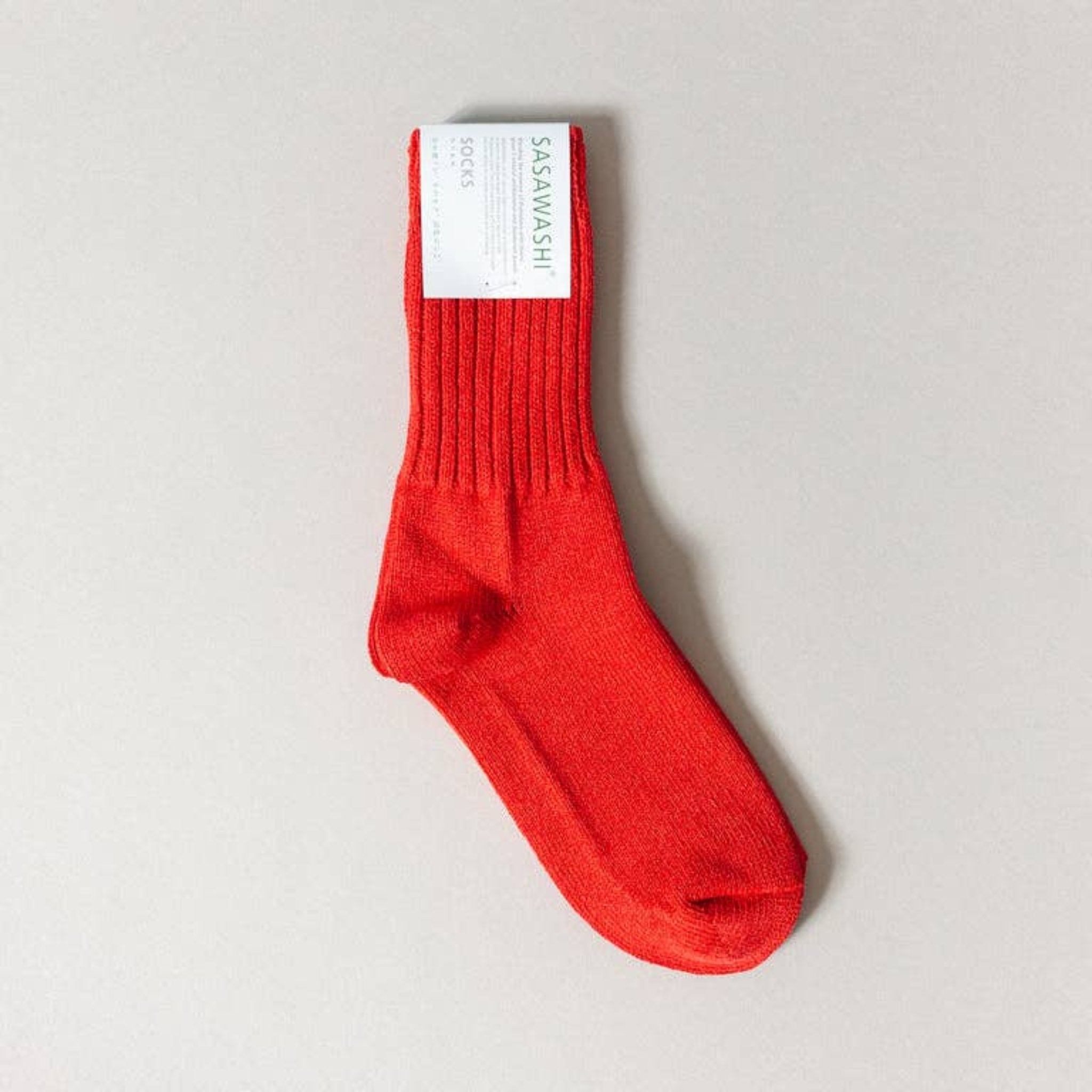 sasawashi ribbed socks - red with tag