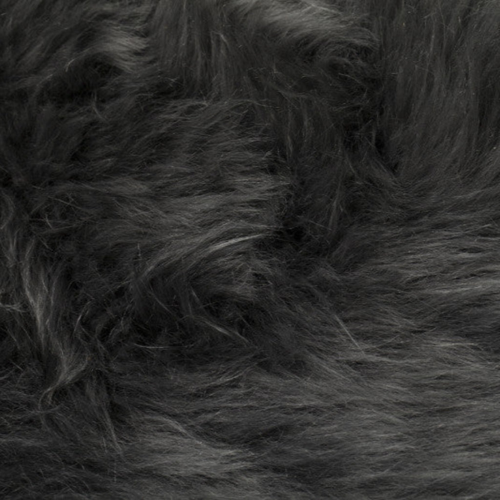 closeup of charcoal sheepskin fur