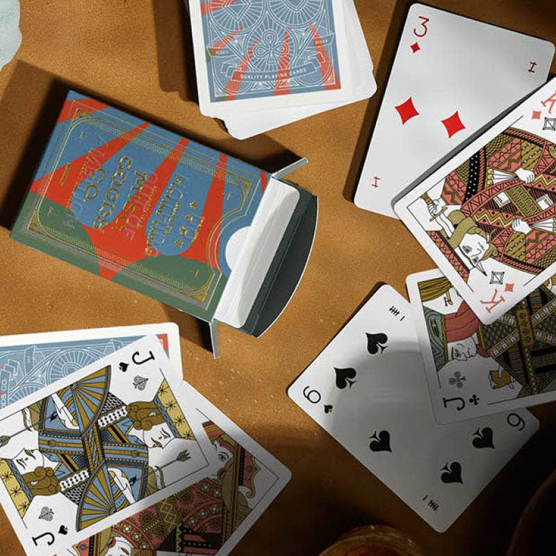 playing cards unique illustrations on table