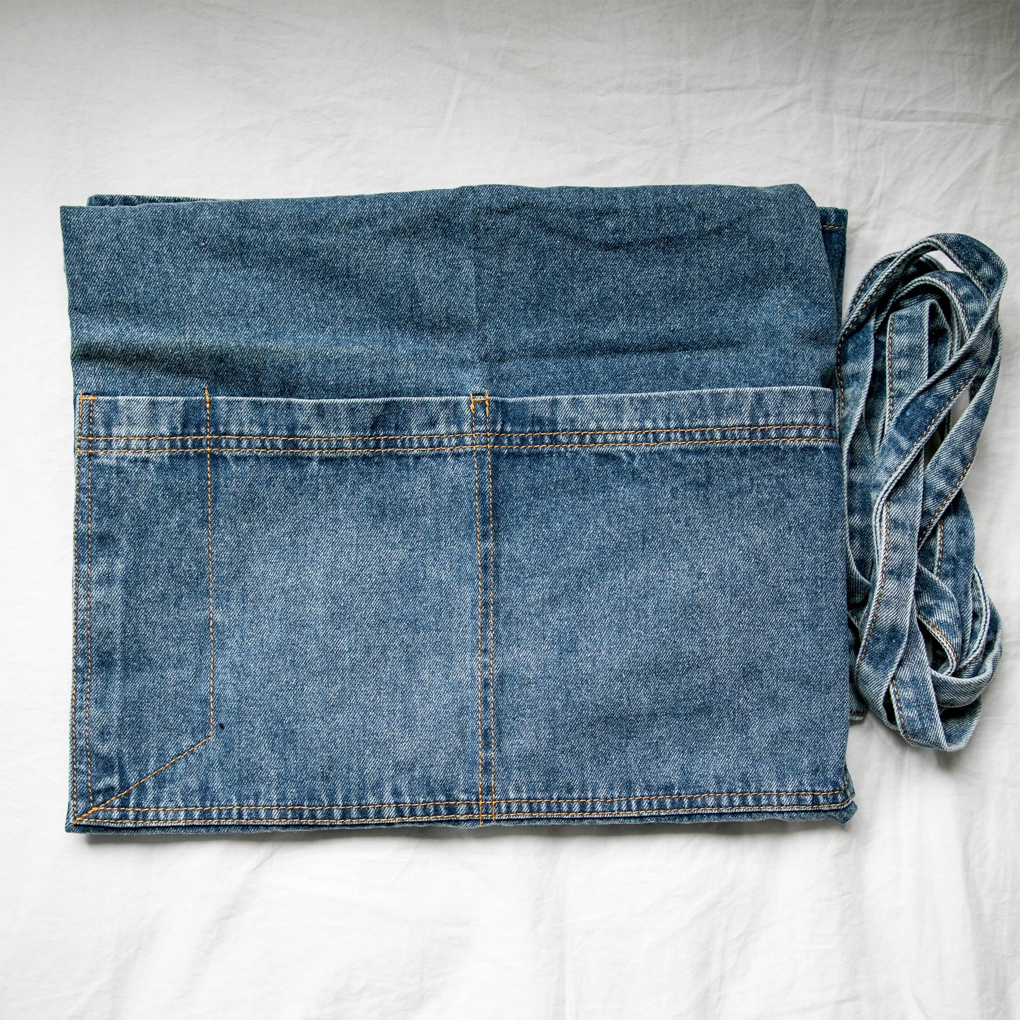 denim apron folded