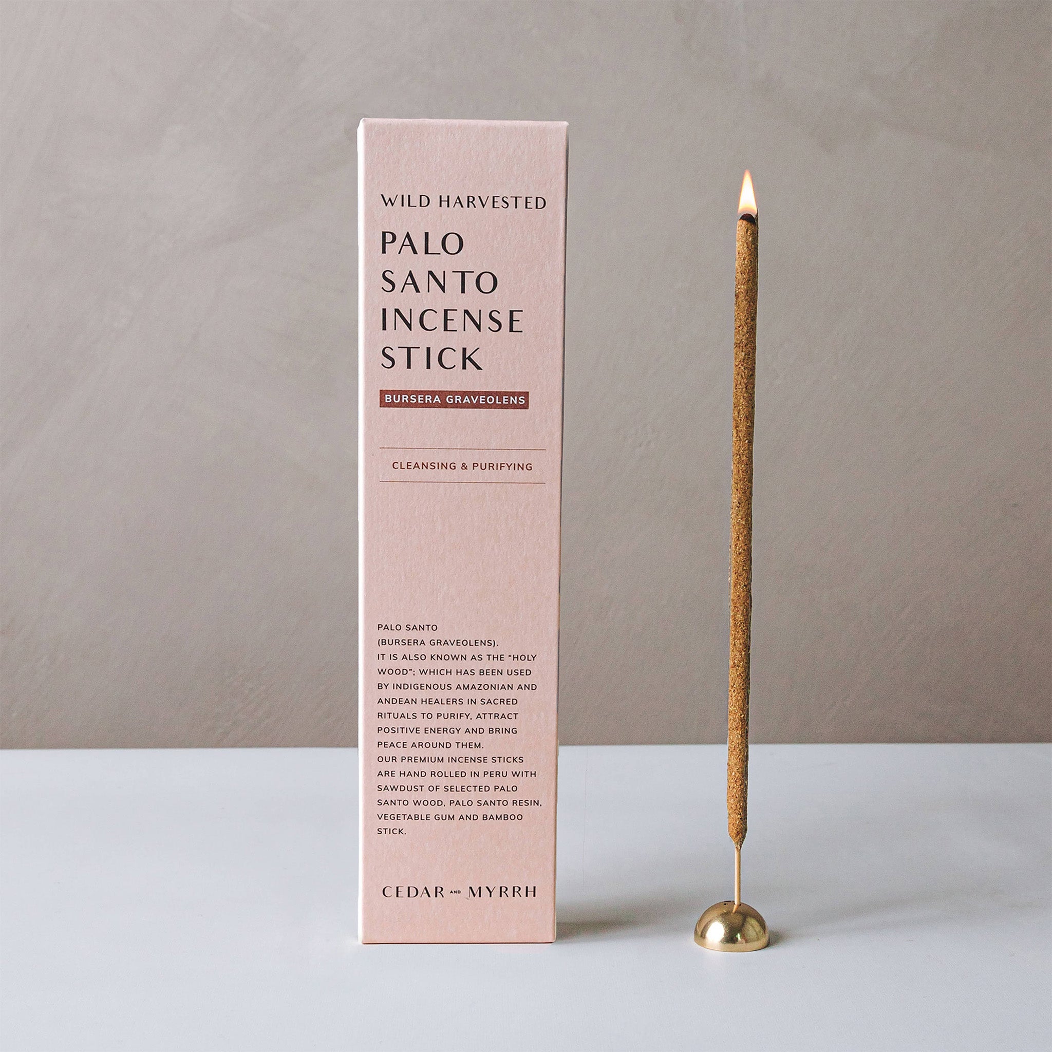 palo santo hand rolled incense burning