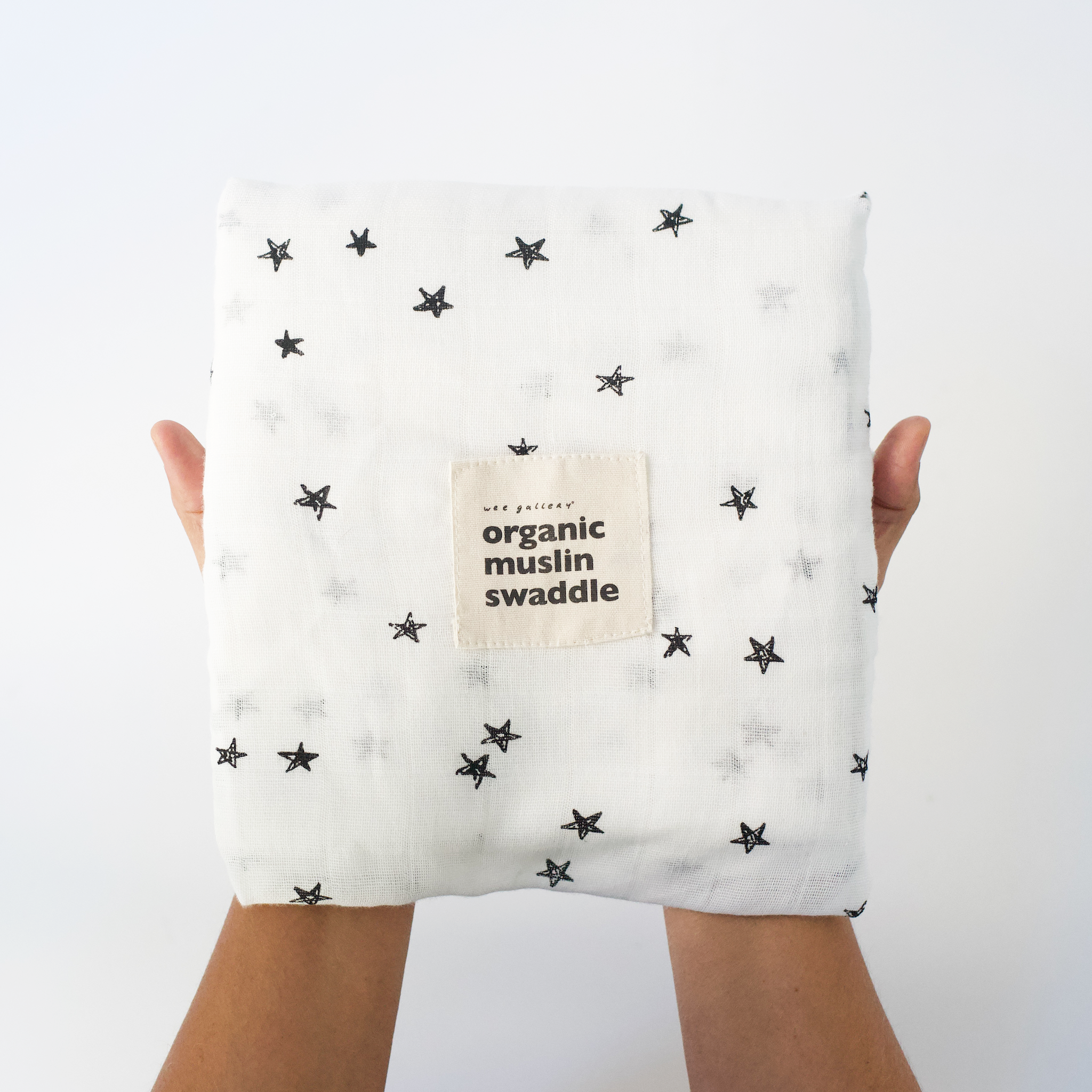 organic muslin swaddle stars folded