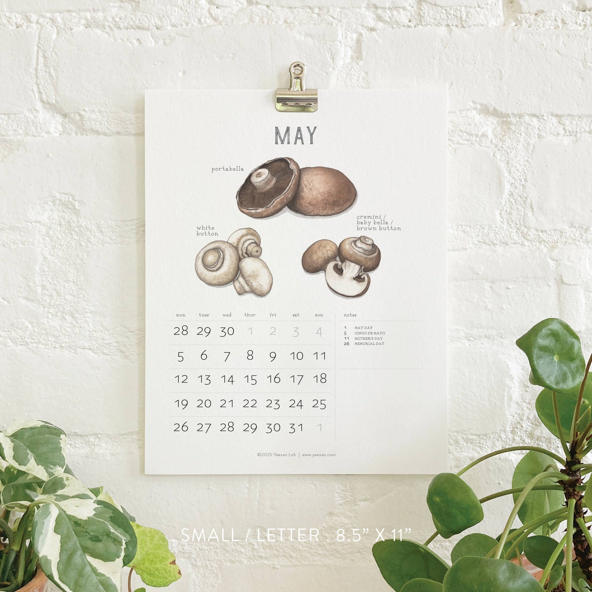 yeesan loh 2025 calendars mushrooms may