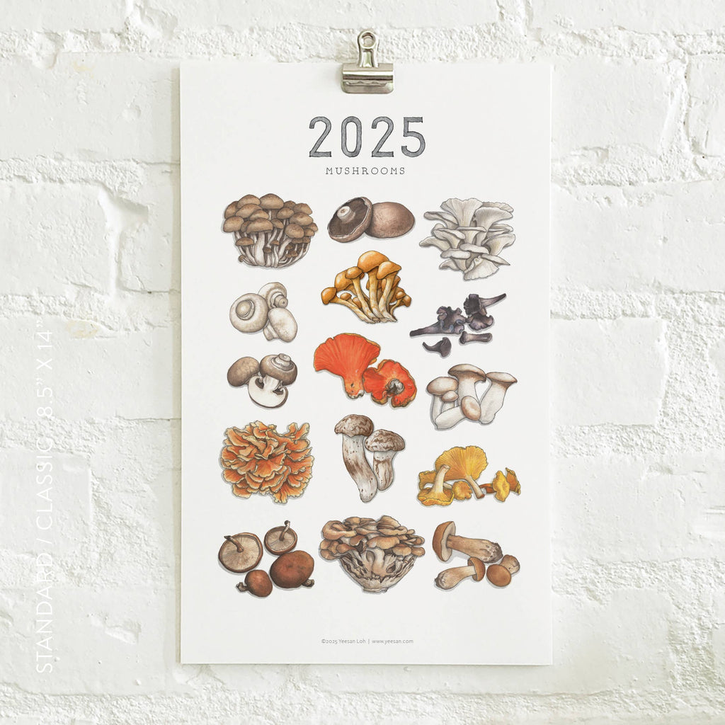 yeesan loh 2025 calendars mushrooms closeup