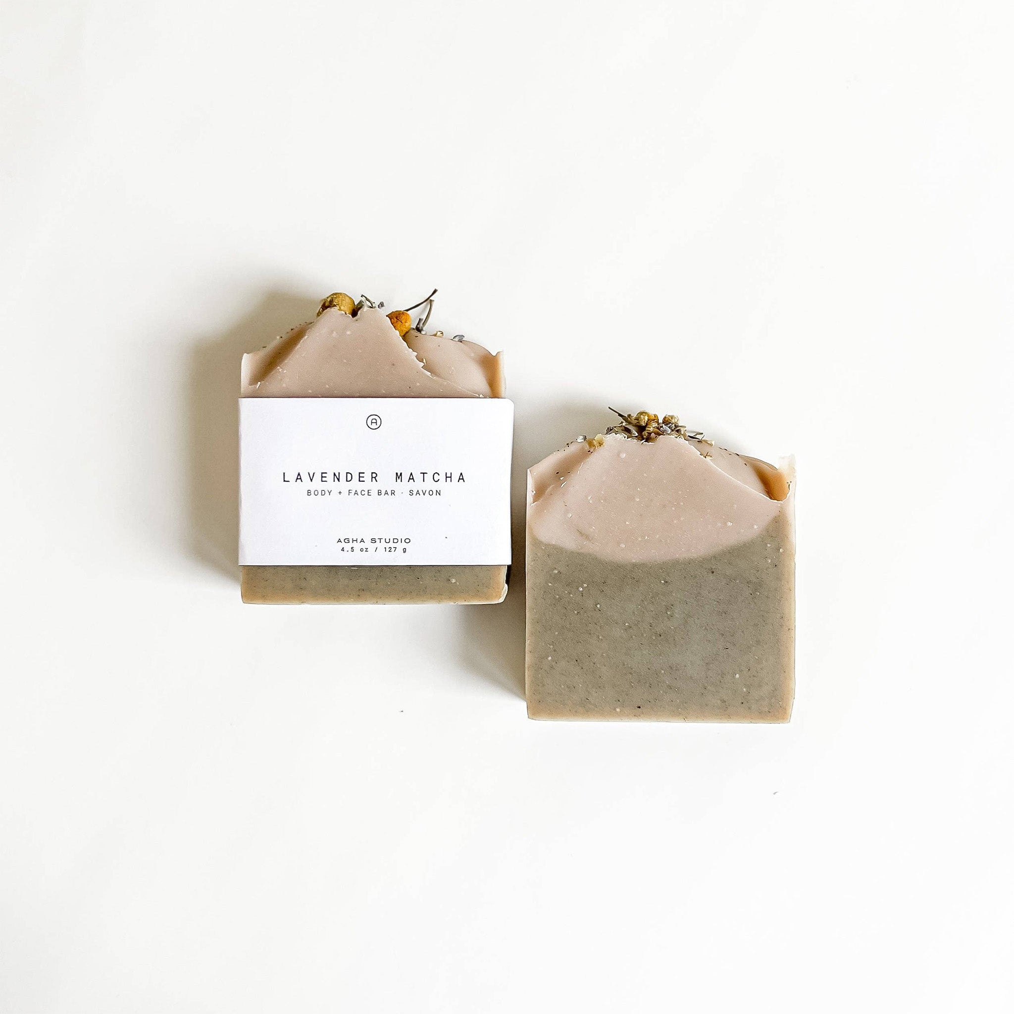 lavender matcha body + face bar front soap