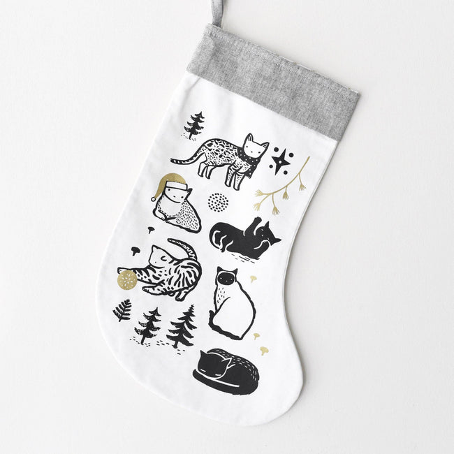 organic holiday stocking | festive cats