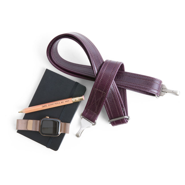 aubergine | narrow adjustable crossbody strap in aubergine