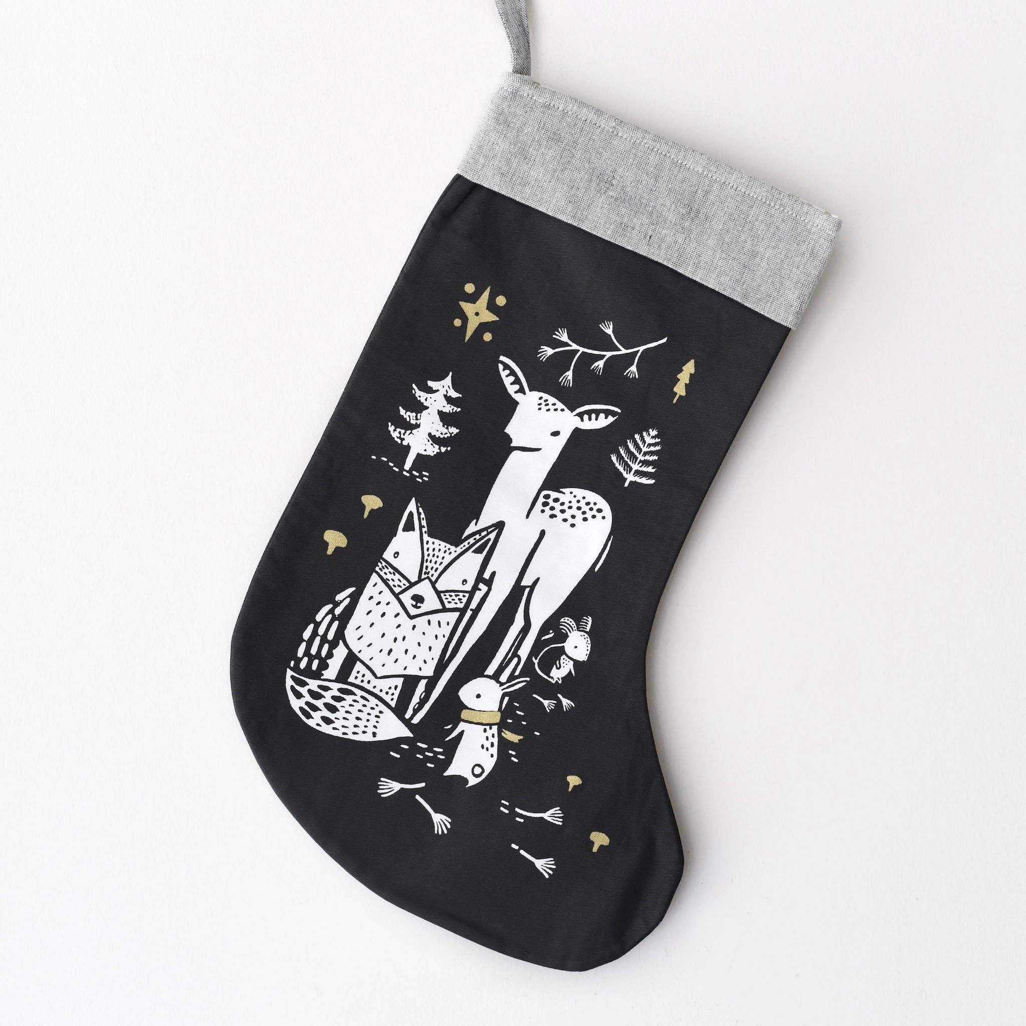 organic holiday stocking deer and friends