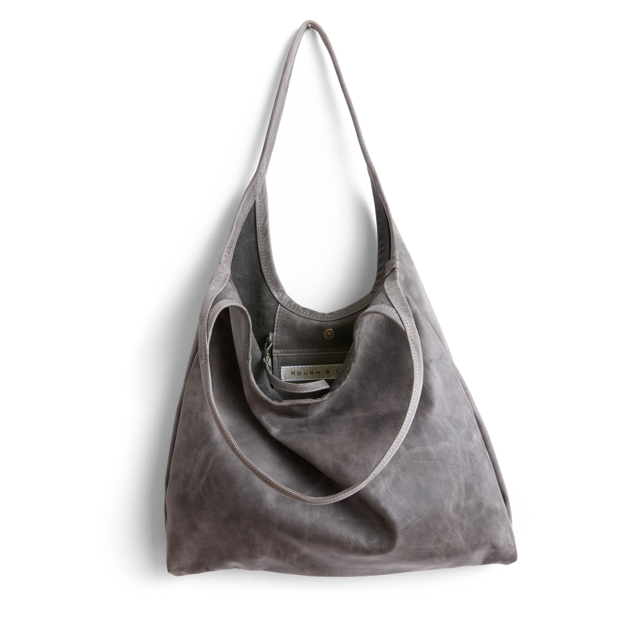 envelope tote in original granite, showcasing interior open pocket