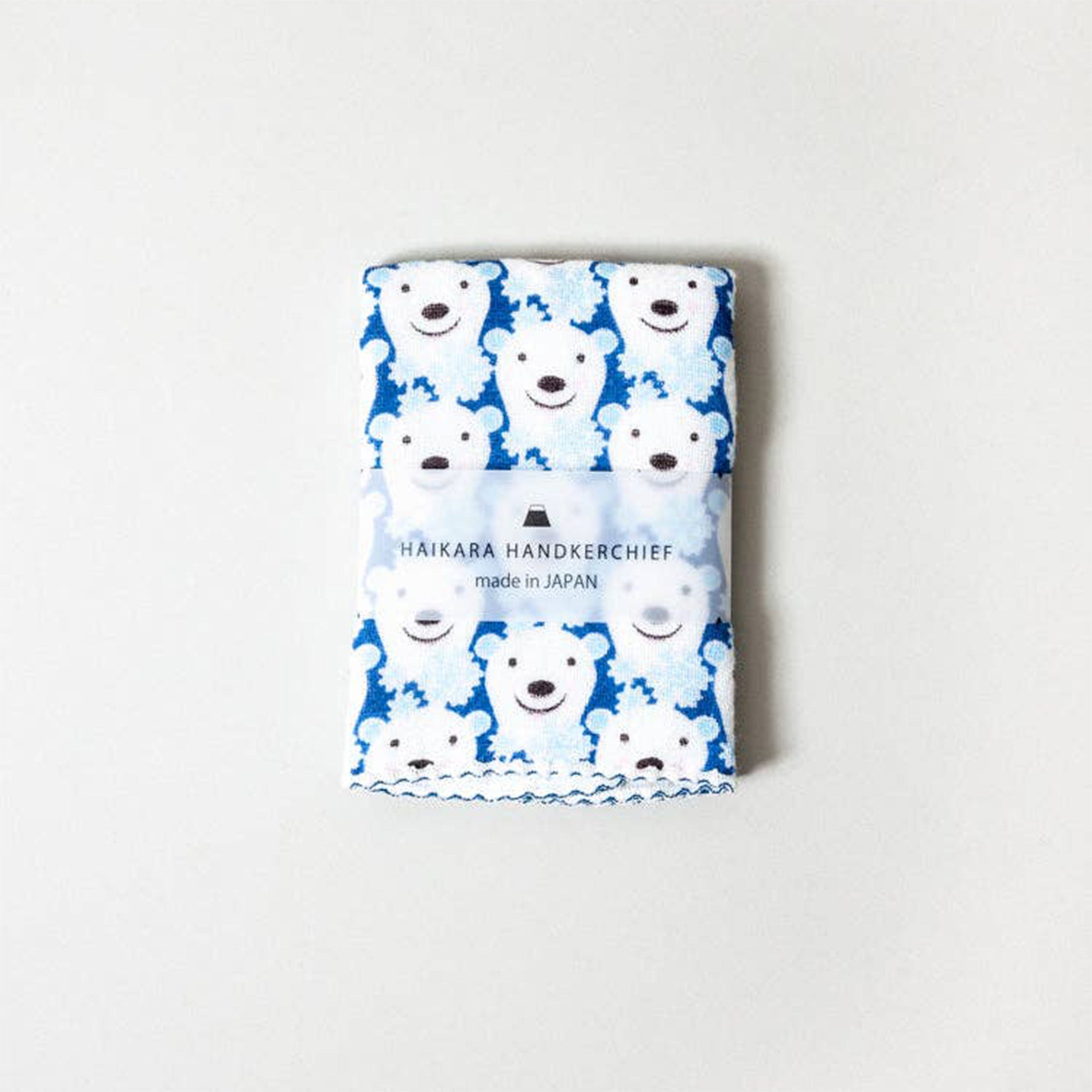 haikara handkerchief polar bear folded with label