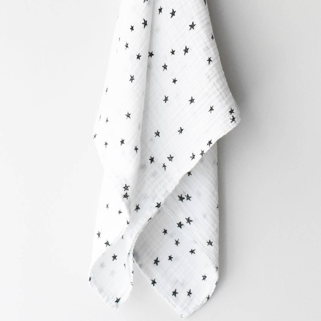 organic muslin swaddle stars closeup