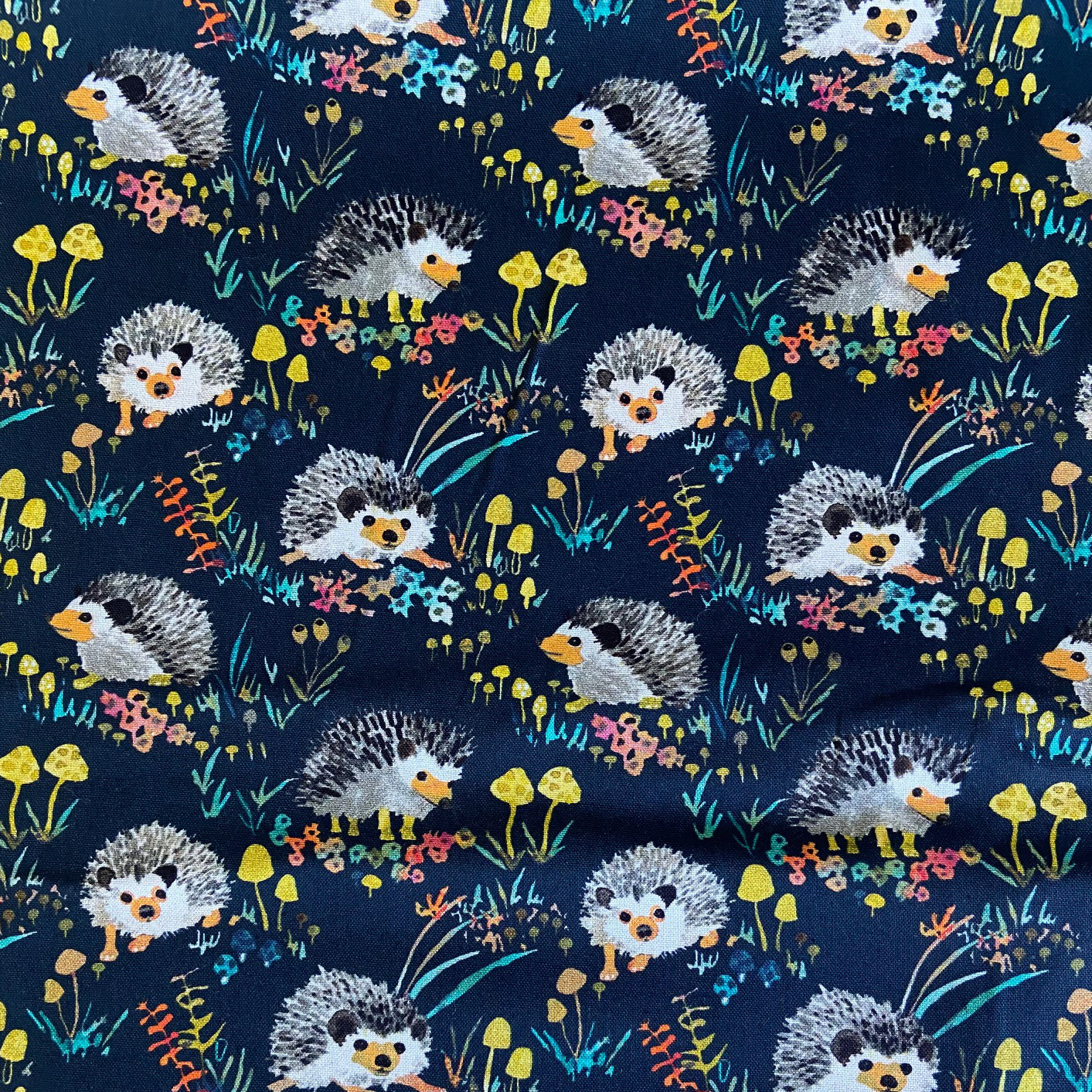 happy hedgehogs navy lining swatch