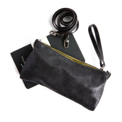black rock black + falcon | roro crossbody size large in black rock black and falcon with curry zip