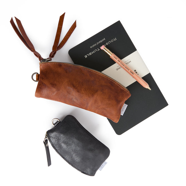 rodeo saddle + saddle | twin pencil in rodeo saddle and saddle shown with token in midnight grey