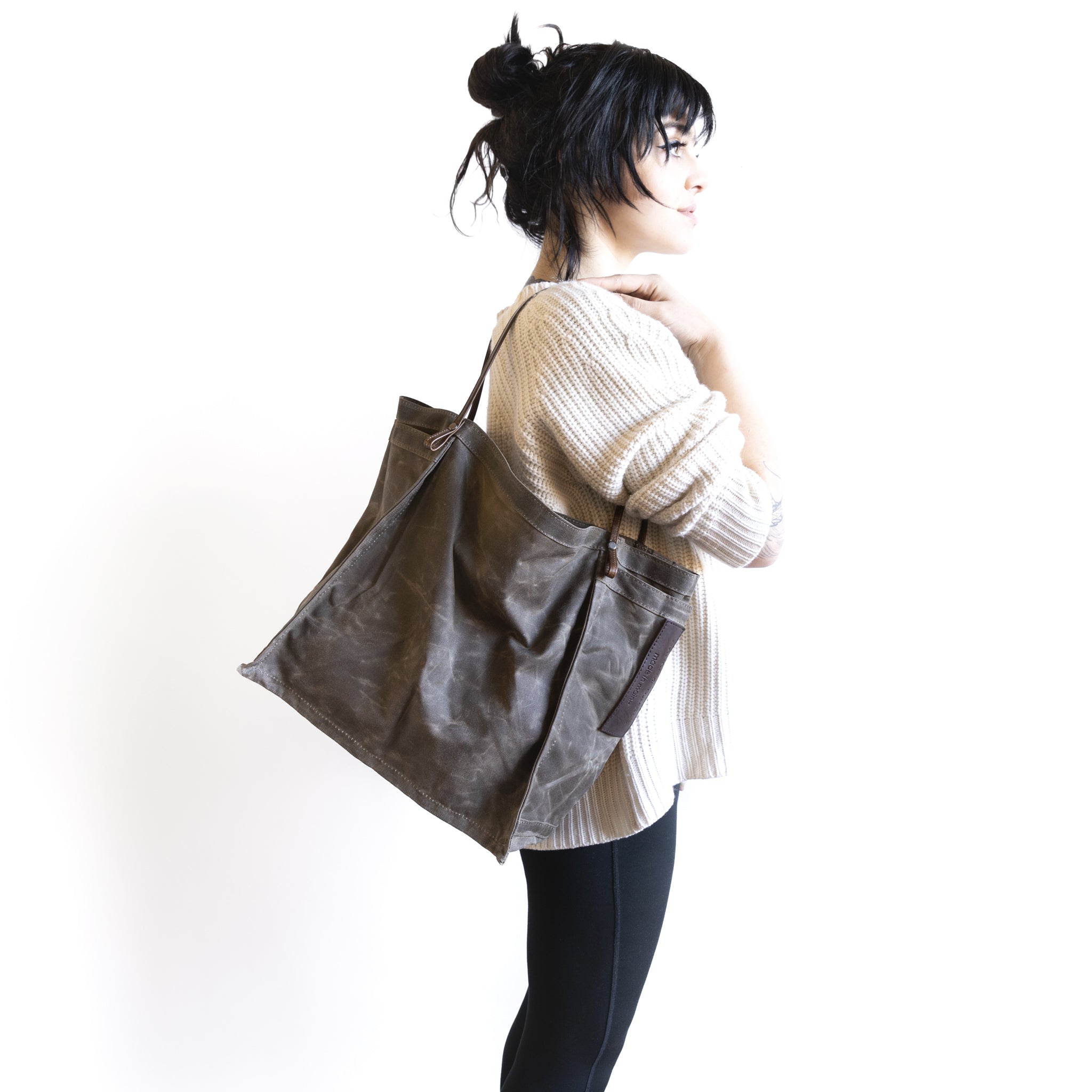 Olive Green Waxed Canvas backpack – emmyloubags
